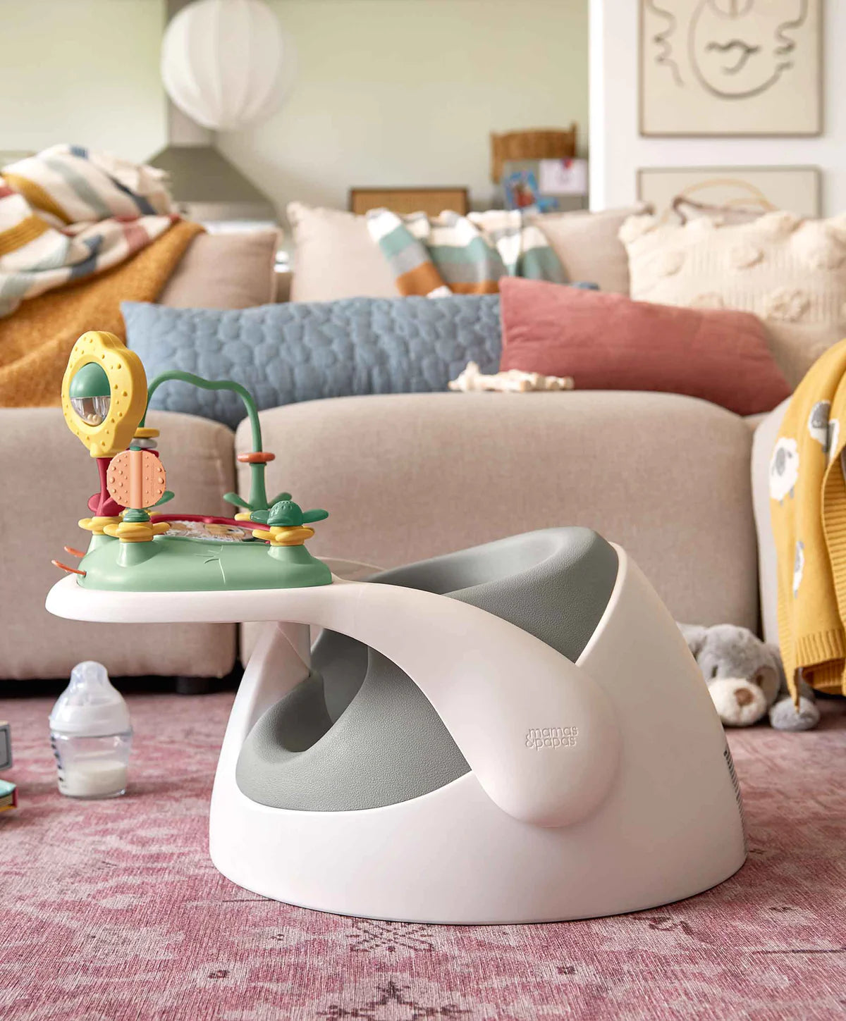 Mamas And Papas Baby Snug Floor Seat With Activity Tray Peeble