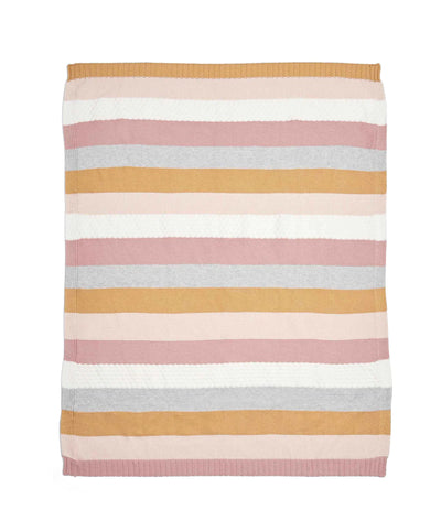 Mamas And Papas Multi Stripe Pink Knitted Blanket Small