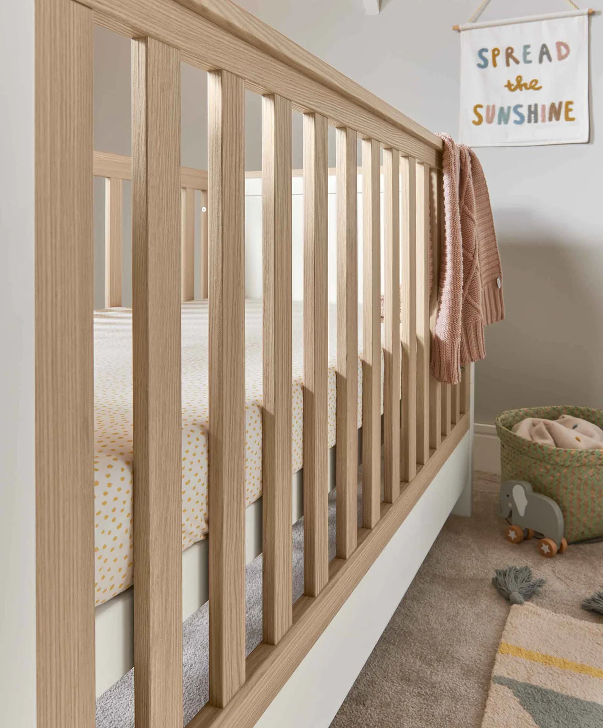 White and oak cot top bed