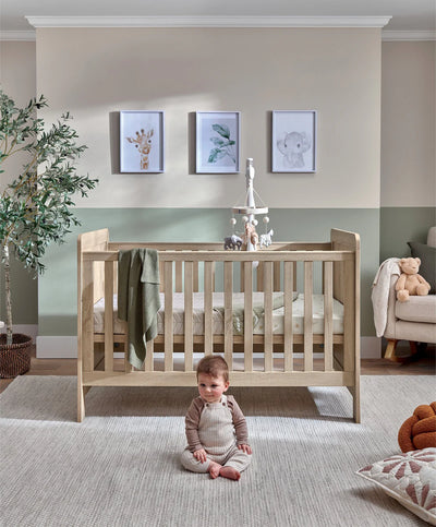 Mamas And Papas Atlas 2 Piece Cot Bed Set With Dresser Changer Light Oak