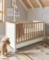 Mamas And Papas Harwell 3 Piece Cot Bed With Dresser And Wardrobe Furniture Set Oak / White