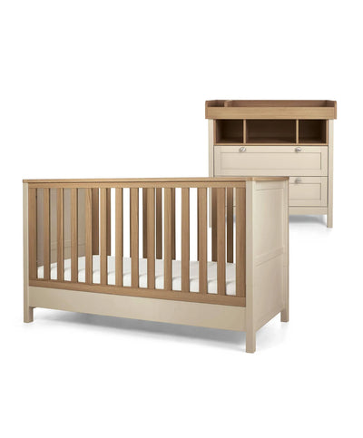 Mamas And Papas Harwell 2 Piece Cot Bed Set With Dresser Changer Cashmere