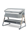 Mamas And Papas Lua Bedside Crib / Co Sleeper Bundle Grey Inc Mattress Protector And Sheets