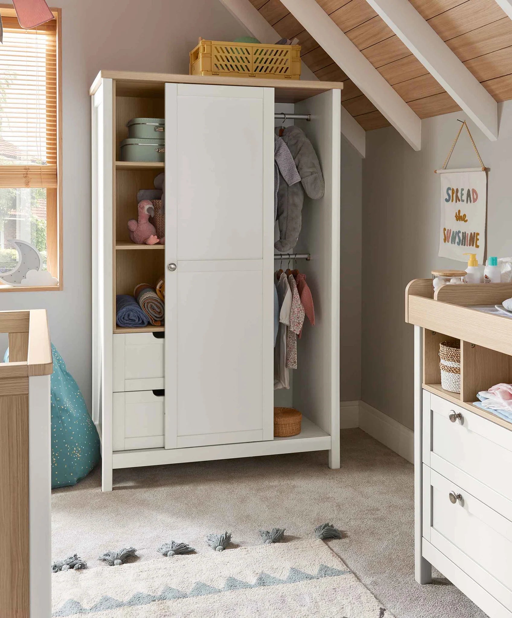 Nursery wardrobe with drawers hotsell