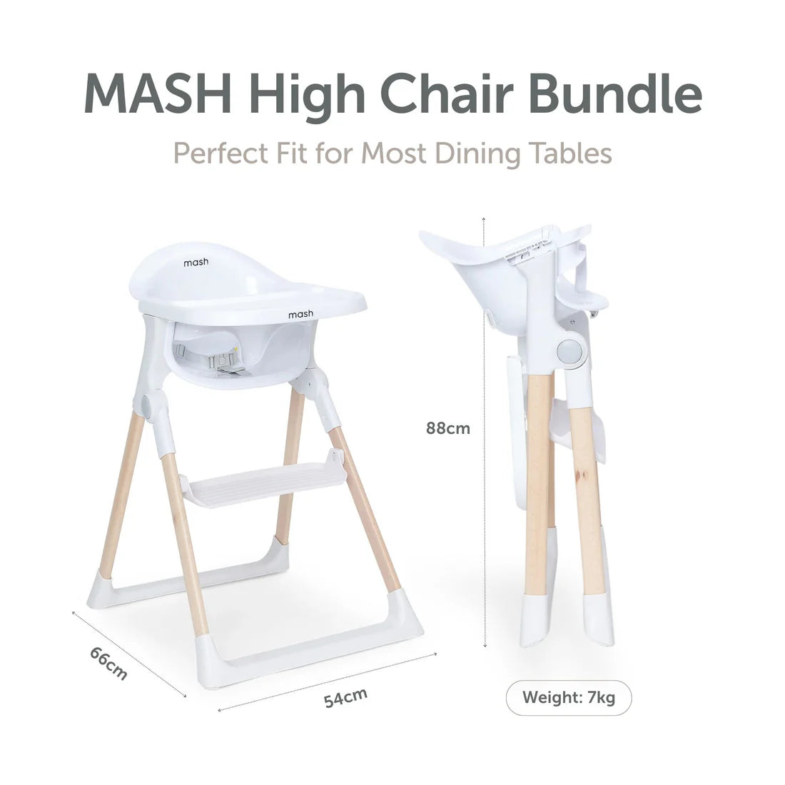 Baby Elegance Mash High Chair Bundle Complete White