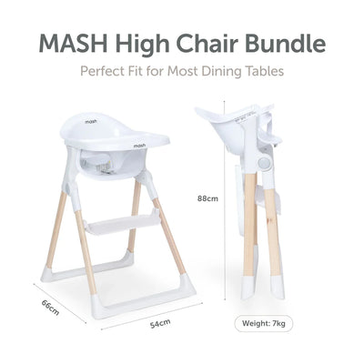 Baby Elegance Mash High Chair Bundle Complete White