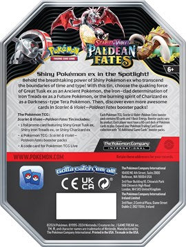 Pokemon Trading Card Game Scarlet And Violet Paldean Fates Tin Assorted