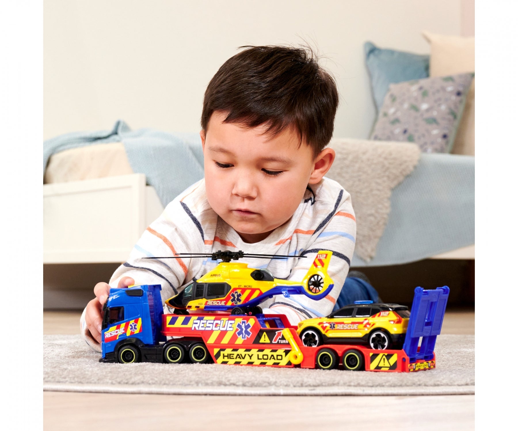 Dickie Rescue Transporter Playset c/w Helicopter Ands Car