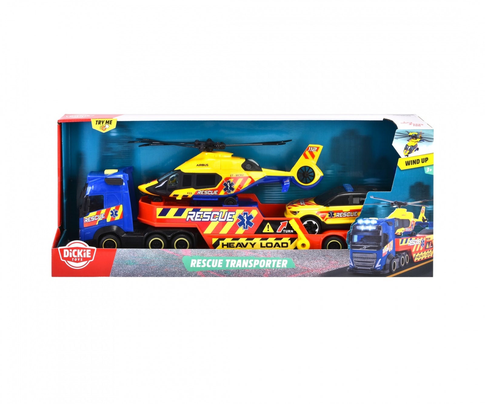 Dickie Rescue Transporter Playset c/w Helicopter Ands Car