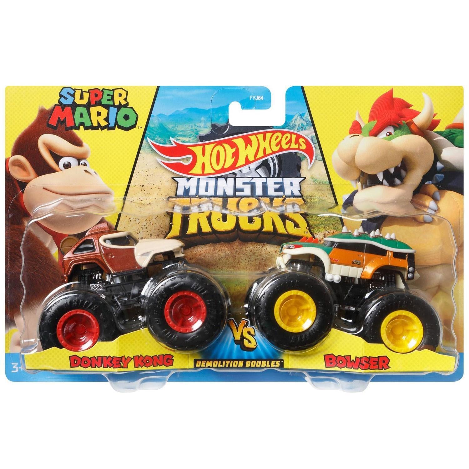 Hot Wheels Monster Trucks Super Mario Twin Pack Donkey Kong vs Bowser