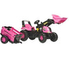 Rolly Junior Tractor With Front Loader And Farm Trailer Pink