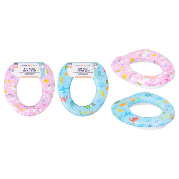 First Steps Soft Toilet Trainer Unicorns Pink / Sea World Blue Assorted