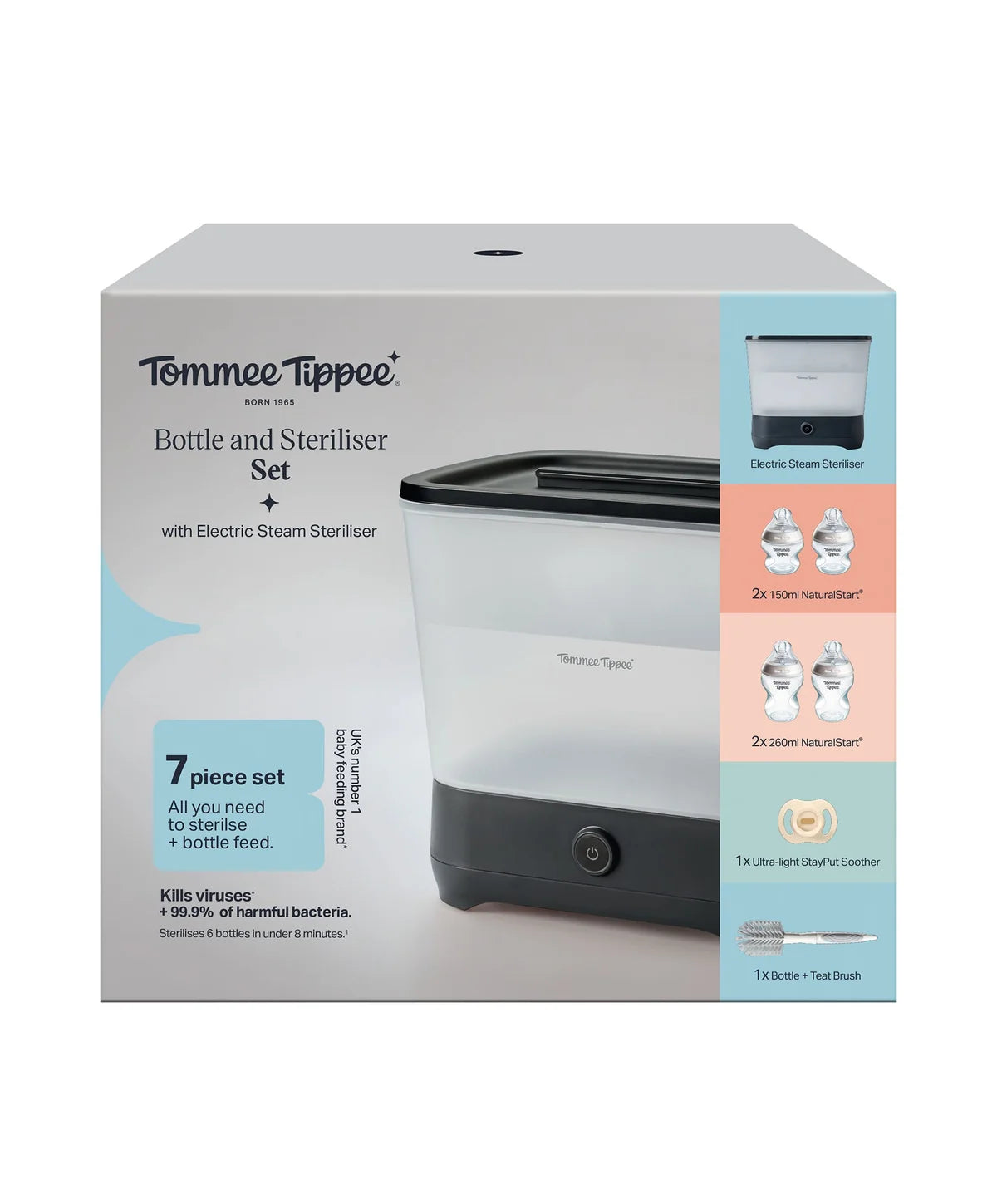 Tommee Tippee Baby Bottle And Steriliser 7pc Set Black