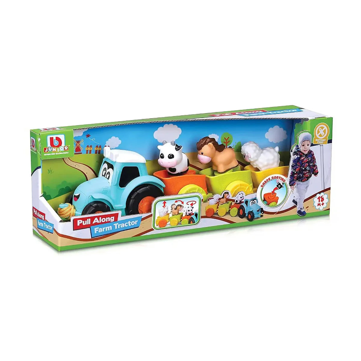 Burago Junior B Pull Along Farm Tractor With Animals