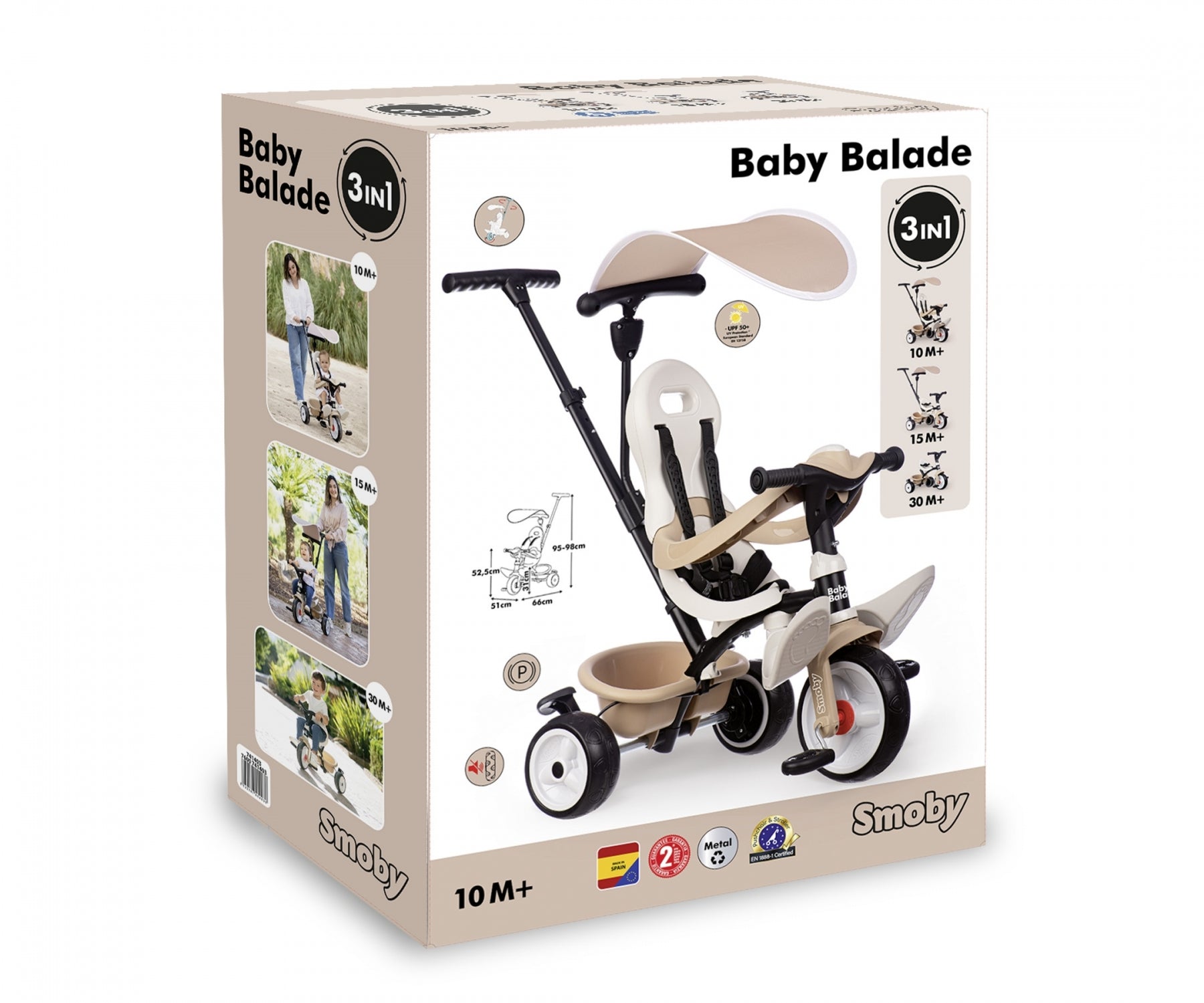 Smoby Baby Balade Infant 3 In 1 Trike Biege