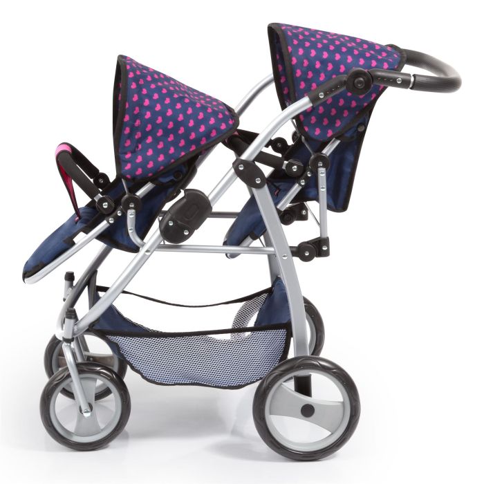 Bayer Twin Tamden Doll Pram Blue/ Pink