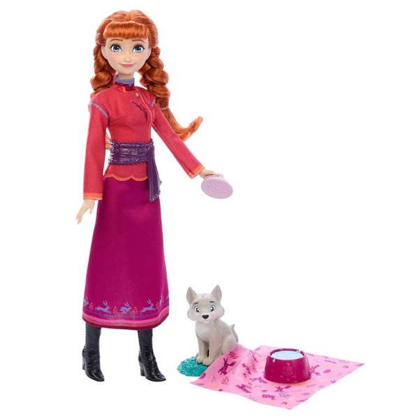 Disney Frozen Anna Doll With  Wolf Cub And Accessories