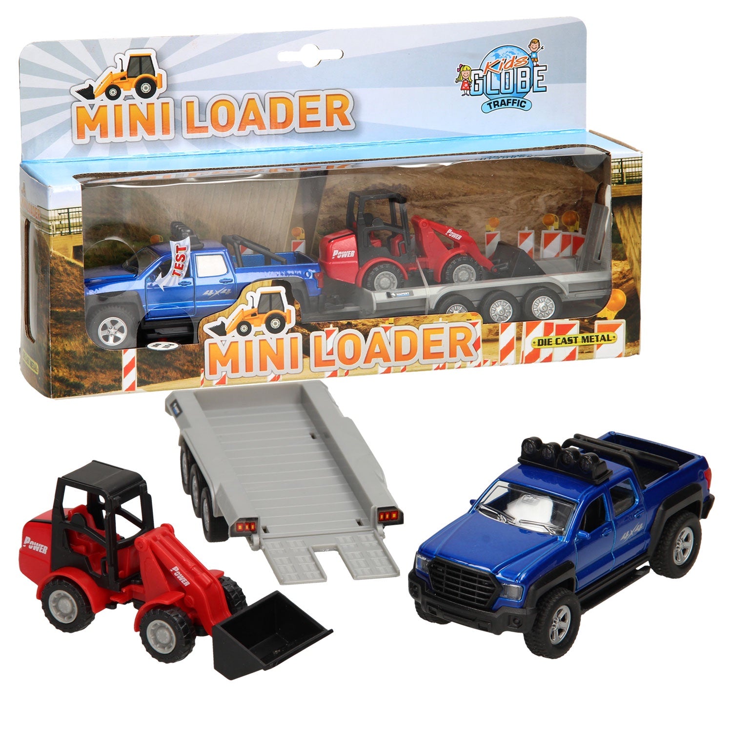 Kids Globe Pick Up Truck With Trailer And Mini Loader
