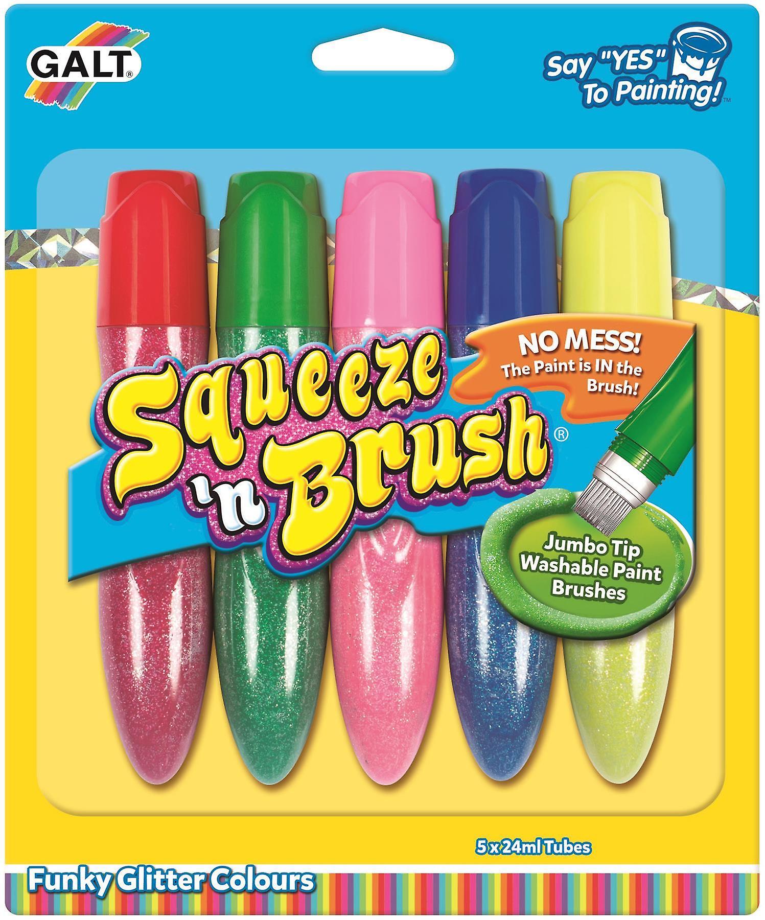 Galt Squeeze 'n' Brush Glitter Jumbo Tip Washable Paint Brushes