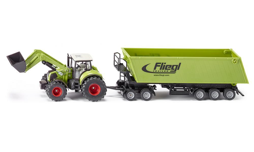 Siku 1949 Claas Axion with Front Loader, Dolly and Tipping Trailer 1:50