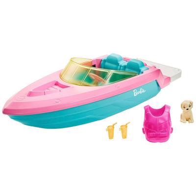 Barbie Beach Boat And Puppy Playset