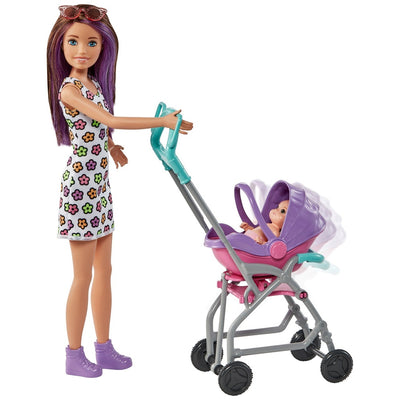 Barbie Skipper Babysitters Pushchair And Two Dolls Playset