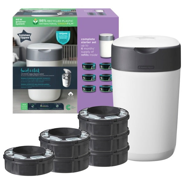 Tommee Tippee Twist And Click Nappy Bin Starter Set
