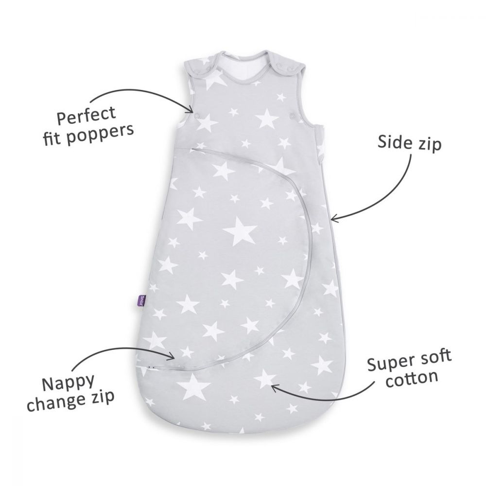 SnuzPouch Sleeping Bag- 2.5 Tog / 0-6 Months - White Star