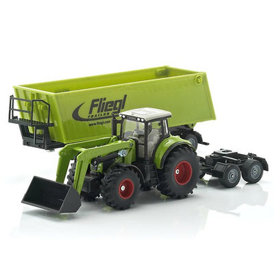 Siku 1949 Claas Axion with Front Loader, Dolly and Tipping Trailer 1:50