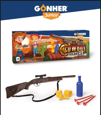 Gonher Junior Cowboy Adventure Dart Gun And Bottle Targets