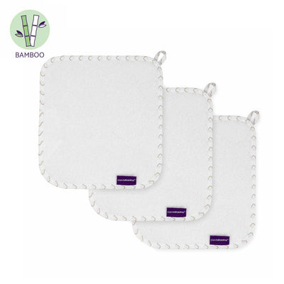 Clevamama Bamboo Baby Washcloth 3pk White / Grey