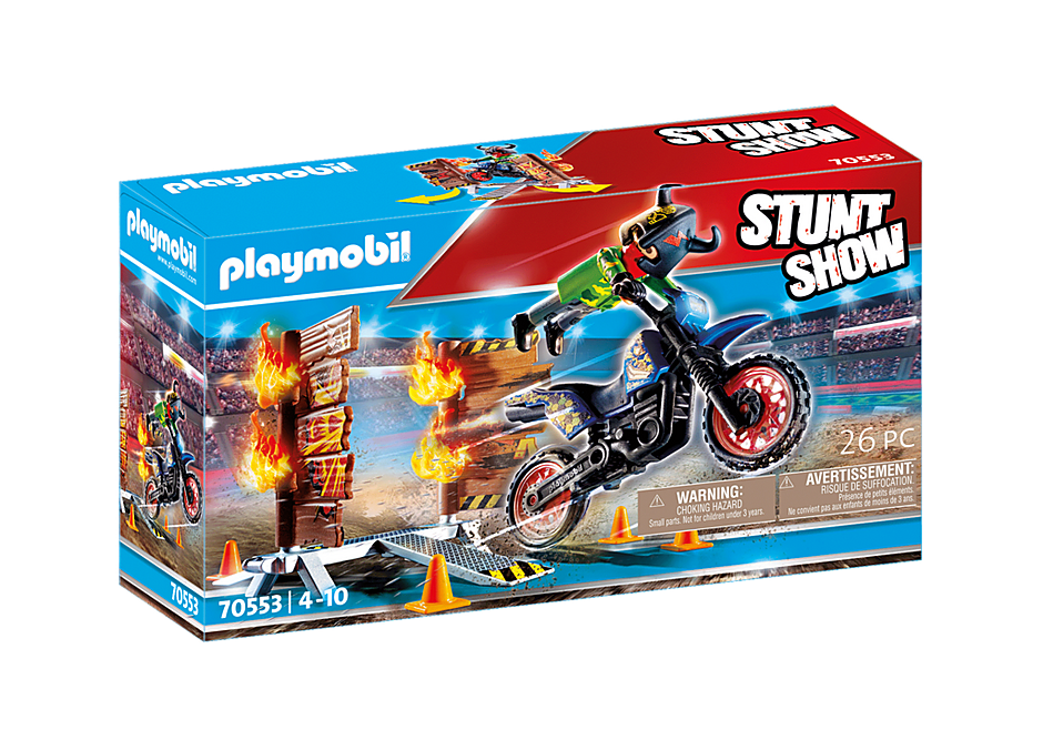 Playmobil Stunt Show 70553 Motocross With Fiery Wall