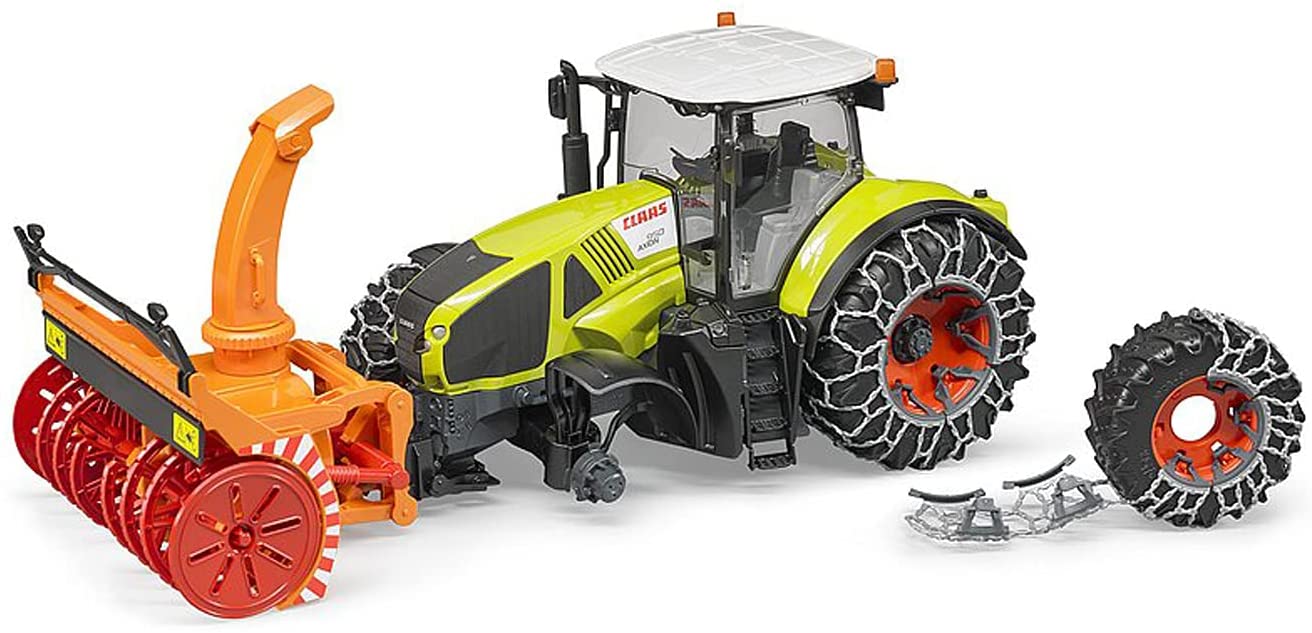 Bruder Class Axion With Snow Chains And Snowblower 1:16