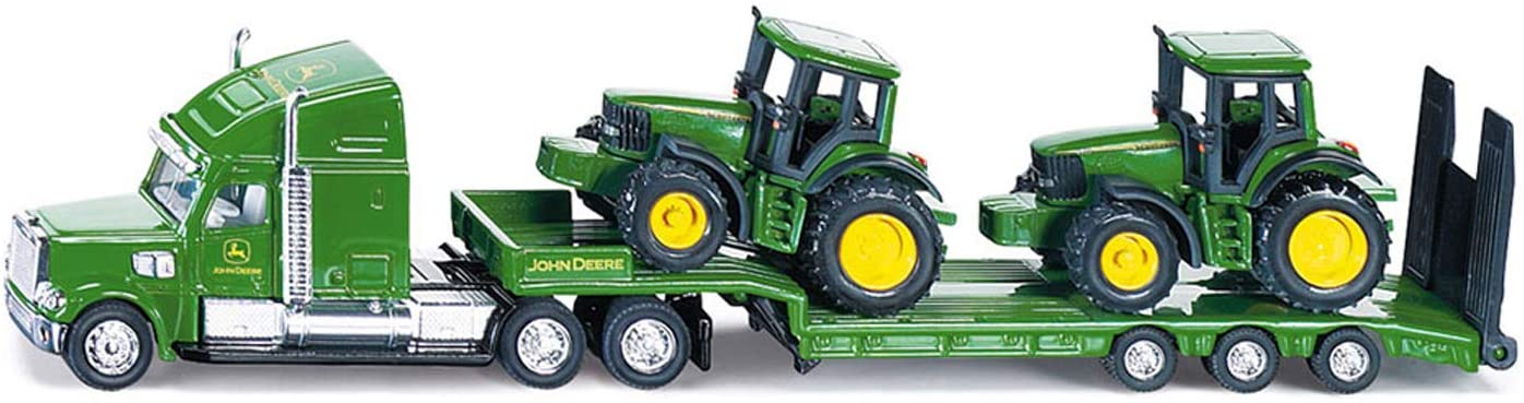 Siku John Deere Low Loader Truck With 2 John Deere Tractors 1:87