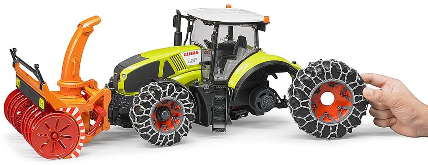 Bruder Class Axion With Snow Chains And Snowblower 1:16