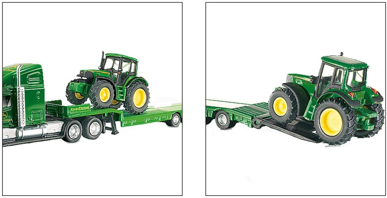Siku John Deere Low Loader Truck With 2 John Deere Tractors 1:87