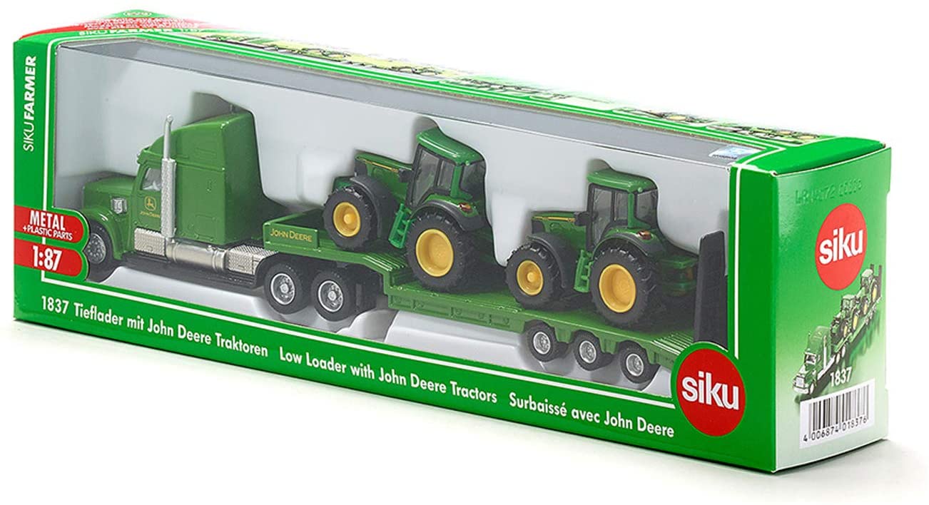 Siku John Deere Low Loader Truck With 2 John Deere Tractors 1:87