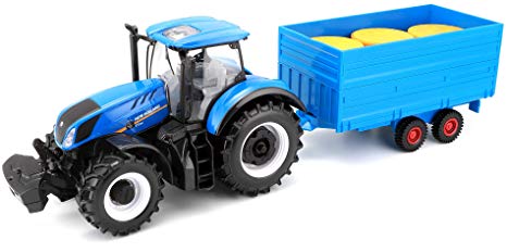 Burago New Holland Tractor with Hay Trailer 1:32