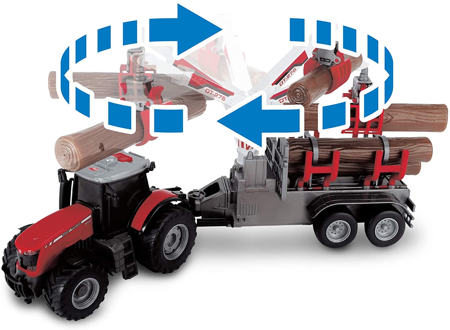 Massey Ferguson MF8737 Tractor And Log Trailer Light And Sound