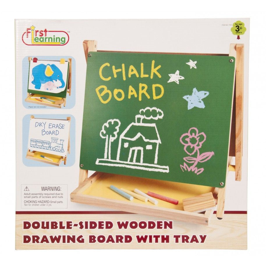 First Learning Double Sided Wooden Drawing Board With Tray