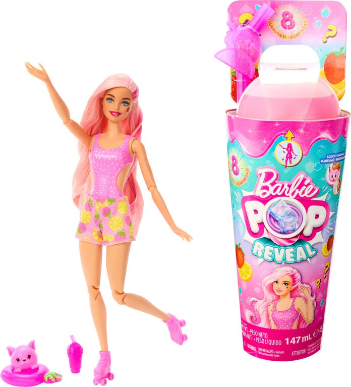 Barbie Pop Reveal Fruit Series Strawberry Lemonade Scented Doll And Accessories