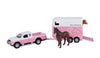 Kids Globe Horse Transporter Trailer And Jeep Pink