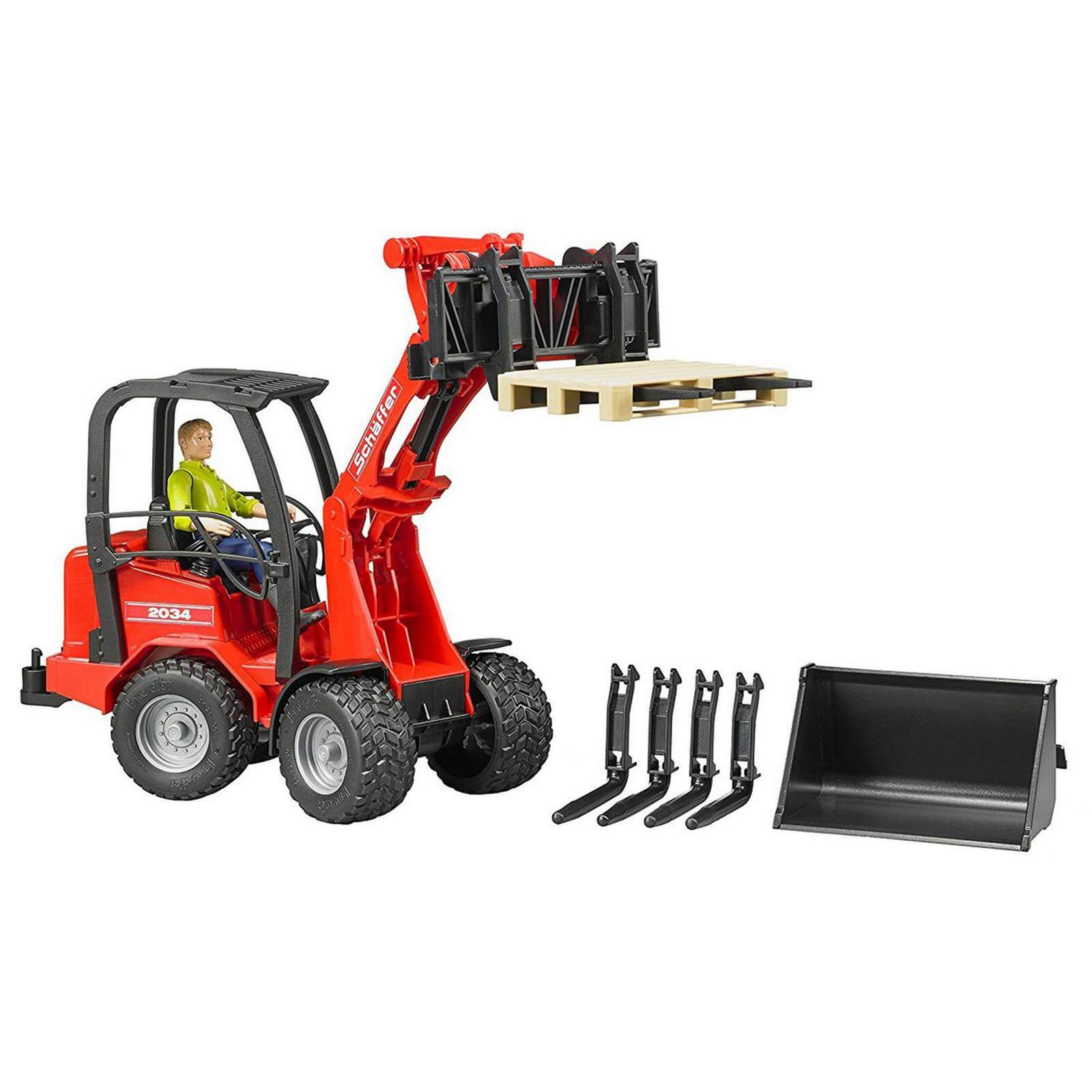 Bruder 02191 Schaeffer 2034 Compact Loader with Figure and Accessories