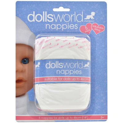 Dolls World Classic Doll Nappies 5pk