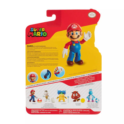 Super Mario 4" Figure Super Mario With Super Mushroom