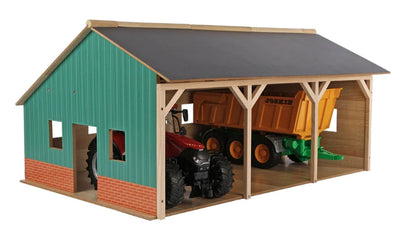 Kids Globe Farm Wood Shed For 3 Tractors 55cm x 77cm 1:16