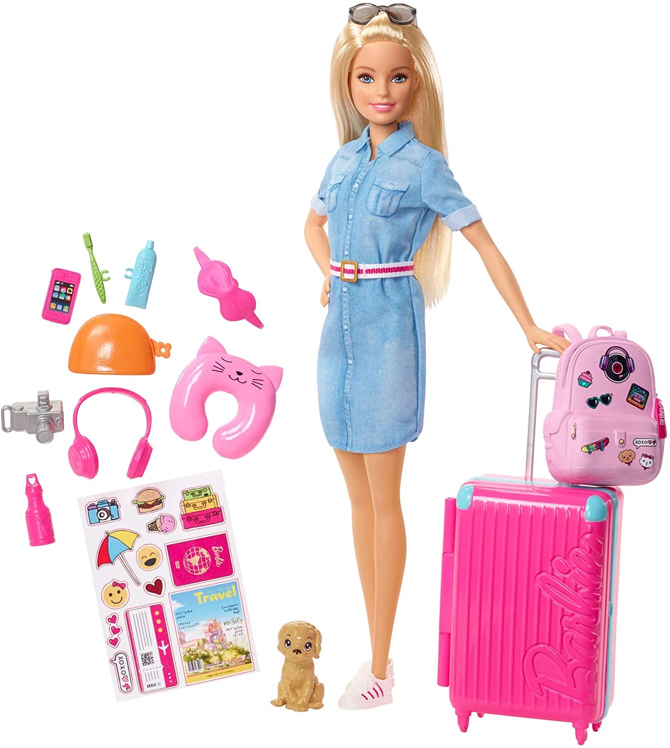 Barbie Doll Travel Set with Puppy & Accessories