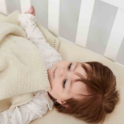 The Little Green Sheep Organic Knitted Cellular Baby Blanket - Linen