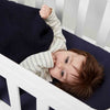 The Little Green Sheep Organic Knitted Cellular Baby Blanket - Midnight
