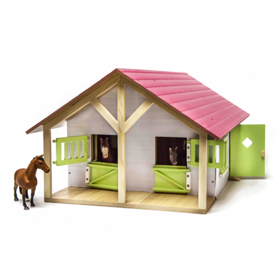 Kids Globe Pink Farm Horse Stable 1:24